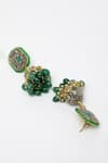 Dugran By Dugristyle_Green Beads Designer Silver Silk Jhumka Earrings _Online_at_Aza_Fashions