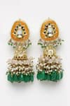 Buy_Dugran By Dugristyle_Orange Pearls, Gemstones Gold-plated Coral Jhumka Earrings _Online_at_Aza_Fashions