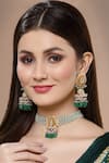 Shop_Dugran By Dugristyle_Orange Pearls, Gemstones Gold-plated Coral Jhumka Earrings _at_Aza_Fashions