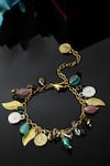 Shop_Dugran By Dugristyle_Green Chains, Beads Chartreuse Gold-plated Bracelet _at_Aza_Fashions