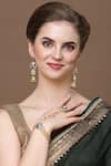 Buy_Dugran By Dugristyle_Multi Color Gemstones Neel Bagh Gold-plated Hathphool _at_Aza_Fashions
