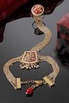 Buy_Dugran By Dugristyle_Red Gemstones, Pearls Merlot Magic Gold-plated Hathphool _at_Aza_Fashions