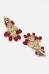 Dugran By Dugristyle_Red Pearls, Diamonds Gold-plated Aabshaar Aag Drop Earrings _Online_at_Aza_Fashions