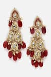 Buy_Dugran By Dugristyle_Red Pearls, Diamonds Gold-plated Aabshaar Aag Drop Earrings _Online_at_Aza_Fashions