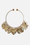 Buy_Dugran By Dugristyle_Gold Plated Chains, Pearls Leaf Design Bracelet _Online_at_Aza_Fashions