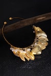 Shop_Dugran By Dugristyle_Gold Plated Chains, Pearls Leaf Design Bracelet _at_Aza_Fashions