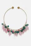 Buy_Dugran By Dugristyle_Pink Beads, Gemstones Shabnam Gold-plated Bracelet _Online_at_Aza_Fashions