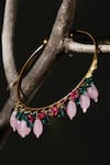 Shop_Dugran By Dugristyle_Pink Beads, Gemstones Shabnam Gold-plated Bracelet _at_Aza_Fashions