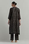 Shop_Ikshita Choudhary_Black Chanderi Embroidery Mandarin Collar Kurta Set _at_Aza_Fashions