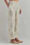 Buy_Ikshita Choudhary_White Chanderi Embroidery Mandarin Collar Block Print Kurta Pant Set _Online_at_Aza_Fashions