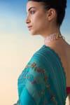 Buy_Janki India_Turquoise Organza, Silk, Cotton Embroidery Hand Saree _Online_at_Aza_Fashions