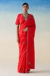 Buy Janki India Red Silk, Cotton Embroidery Hand Saree at Aza Fashions Buy_Janki India_Red Silk, Cotton Embroidery Hand Saree _at_Aza_Fashions