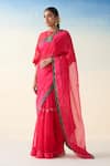 Buy_Janki India_Magenta Organza, Cotton Embroidery Hand Saree _Online_at_Aza_Fashions