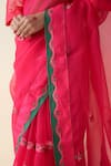 Shop_Janki India_Magenta Organza, Cotton Embroidery Hand Saree _Online_at_Aza_Fashions
