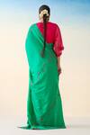 Shop_Janki India_Green Silk, Cotton Embroidery Hand Saree _at_Aza_Fashions