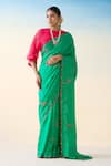 Janki India_Green Silk, Cotton Embroidery Hand Saree _Online_at_Aza_Fashions