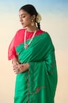 Buy_Janki India_Green Silk, Cotton Embroidery Hand Saree _Online_at_Aza_Fashions