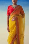 Buy_Janki India_Yellow Organza, Cotton Embroidery Hand Saree _Online_at_Aza_Fashions