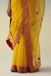 Shop_Janki India_Yellow Organza, Cotton Embroidery Hand Saree _Online_at_Aza_Fashions