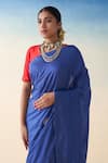Buy_Janki India_Blue Silk, Cotton Embroidery Hand Saree Set _Online_at_Aza_Fashions