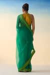Shop_Janki India_Green Organza, Cotton Embroidery Hand Saree Set _at_Aza_Fashions