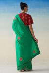 Shop_Janki India_Green Silk, Cotton Embroidery Hand Saree _at_Aza_Fashions