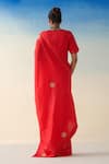 Shop Janki India Red Silk, Cotton Embroidery Hand Saree at Aza Fashions Shop_Janki India_Red Silk, Cotton Embroidery Hand Saree _at_Aza_Fashions
