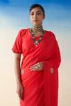 Buy Janki India Red Silk, Cotton Embroidery Hand Saree Online at Aza Fashions Buy_Janki India_Red Silk, Cotton Embroidery Hand Saree _Online_at_Aza_Fashions