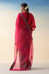 Shop_Janki India_Green Silk, Organza, Cotton Embroidery And Fuchsia Hand Saree _at_Aza_Fashions