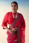 Buy_Janki India_Green Silk, Organza, Cotton Embroidery And Fuchsia Hand Saree _Online_at_Aza_Fashions
