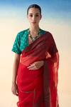Janki India Red Organza, Cotton Embroidery Hand Saree Set Online at Aza Fashions Janki India_Red Organza, Cotton Embroidery Hand Saree Set _Online_at_Aza_Fashions