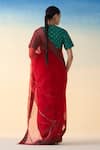 Shop Janki India Red Organza, Cotton Embroidery Hand Saree Set at Aza Fashions Shop_Janki India_Red Organza, Cotton Embroidery Hand Saree Set _at_Aza_Fashions