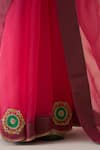 Shop_Janki India_Fuchsia Organza, Cotton Embroidery Pink Hand Saree Set _Online_at_Aza_Fashions
