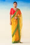 Buy_Janki India_Yellow Organza, Cotton Embroidery Hand Saree _at_Aza_Fashions