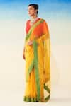 Shop_Janki India_Yellow Organza, Cotton Embroidery Hand Saree _Online_at_Aza_Fashions