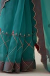 Buy_Janki India_Blue Organza, Cotton Embroidery Turquoise Hand Saree Set _Online_at_Aza_Fashions