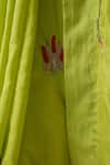 Janki India_Green Silk, Cotton Embroidery Lime Hand Saree Set _at_Aza_Fashions