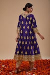 Shop_Preeti S Kapoor_Blue Organza Gota Patti, Embroidery, Zari Round Neck Midnight Anarkali Set _at_Aza_Fashions