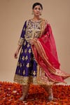 Buy_Preeti S Kapoor_Blue Organza Gota Patti, Embroidery, Zari Round Neck Midnight Anarkali Set _at_Aza_Fashions