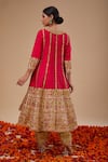 Shop_Preeti S Kapoor_Fuchsia Organza Gota Patti, Sequins Keyhole Neck Long Anarkali Set _at_Aza_Fashions