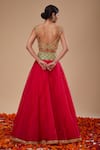 Shop_Preeti S Kapoor_Fuchsia Organza Gota Patti, Sequins Round Neck Designer Lehenga Set _at_Aza_Fashions