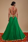 Shop_Preeti S Kapoor_Green Organza Tassels, Gota Patti, Lace Round Neck Blouse And Lehenga Set _at_Aza_Fashions