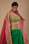 Buy_Preeti S Kapoor_Green Organza Tassels, Gota Patti, Lace Round Neck Blouse And Lehenga Set _Online_at_Aza_Fashions