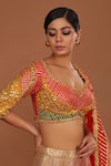 Preeti S Kapoor_Multi Color Organza Gota Patti, Sequins Multicolor Blouse Fuchsia Lehenga Set _Online_at_Aza_Fashions