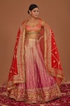 Buy_Preeti S Kapoor_Multi Color Organza Gota Patti, Sequins Multicolor Blouse Fuchsia Lehenga Set _at_Aza_Fashions