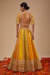 Shop_Preeti S Kapoor_Mustard Silk, Organza Gota Patti Round Neck Yellow Blouse And Lehenga Set _at_Aza_Fashions