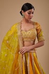 Preeti S Kapoor_Mustard Silk, Organza Gota Patti Round Neck Yellow Blouse And Lehenga Set _Online_at_Aza_Fashions