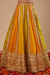 Buy_Preeti S Kapoor_Mustard Silk, Organza Gota Patti Round Neck Yellow Blouse And Lehenga Set _Online_at_Aza_Fashions