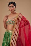 Preeti S Kapoor_Multi Color Organza Embroidery, Gota Patti Multicolor Blouse And Green Lehenga Set _Online_at_Aza_Fashions