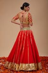 Shop_Preeti S Kapoor_Red Organza Sequins, Embroidery, Gota Patti Round Neck Work Lehenga Set _at_Aza_Fashions
